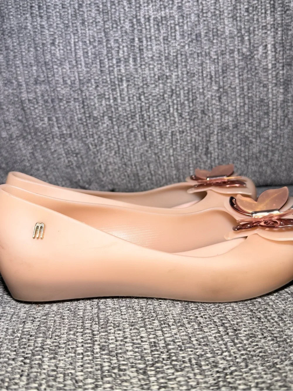 Mini Melissa Mel Dreamed rose Gold Butterfly Jelly Flats ballet Girls size 2